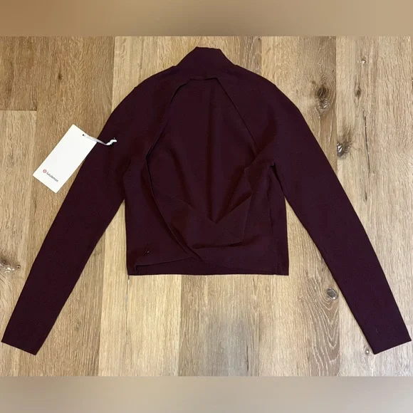 Lululemon Ribbed-Knit Twist-Back Mockneck Sweater NWT in Garnet Red - Picture 6 of 8